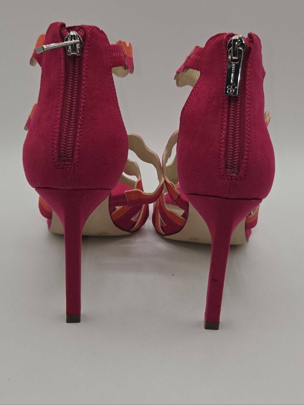 Jessica Simpson Caveena Vibrant Pink and Orange Strap Heels Size 9M - Picture 3 of 7